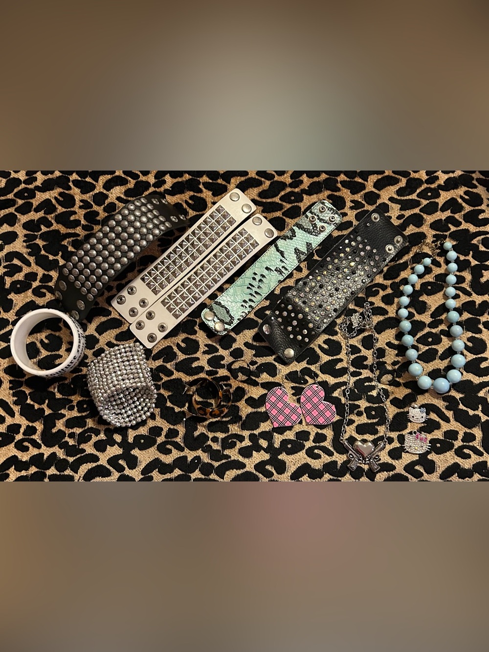 Y2K Punk rock studded hello kitty jewelry lot